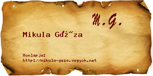 Mikula Géza névjegykártya